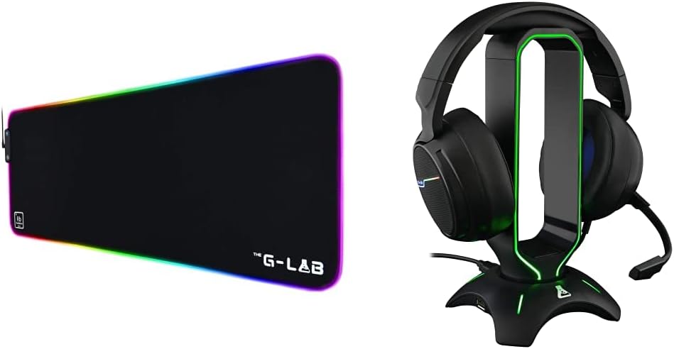 Tapis de Souris Gaming G-Lab Rubidium – XL 450×400 mm, Surface Antidérapante, Rétroéclairage RGB, Résistant à l’Eau – Compatible Souris Optique/Laser