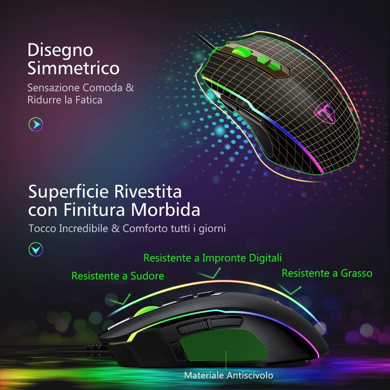 Souris Gaming Filaire RGB – Haute Précision 12400 DPI – 7 Boutons Programmables – Poids Ajustable – Ergonomique et Compatible Windows/Mac