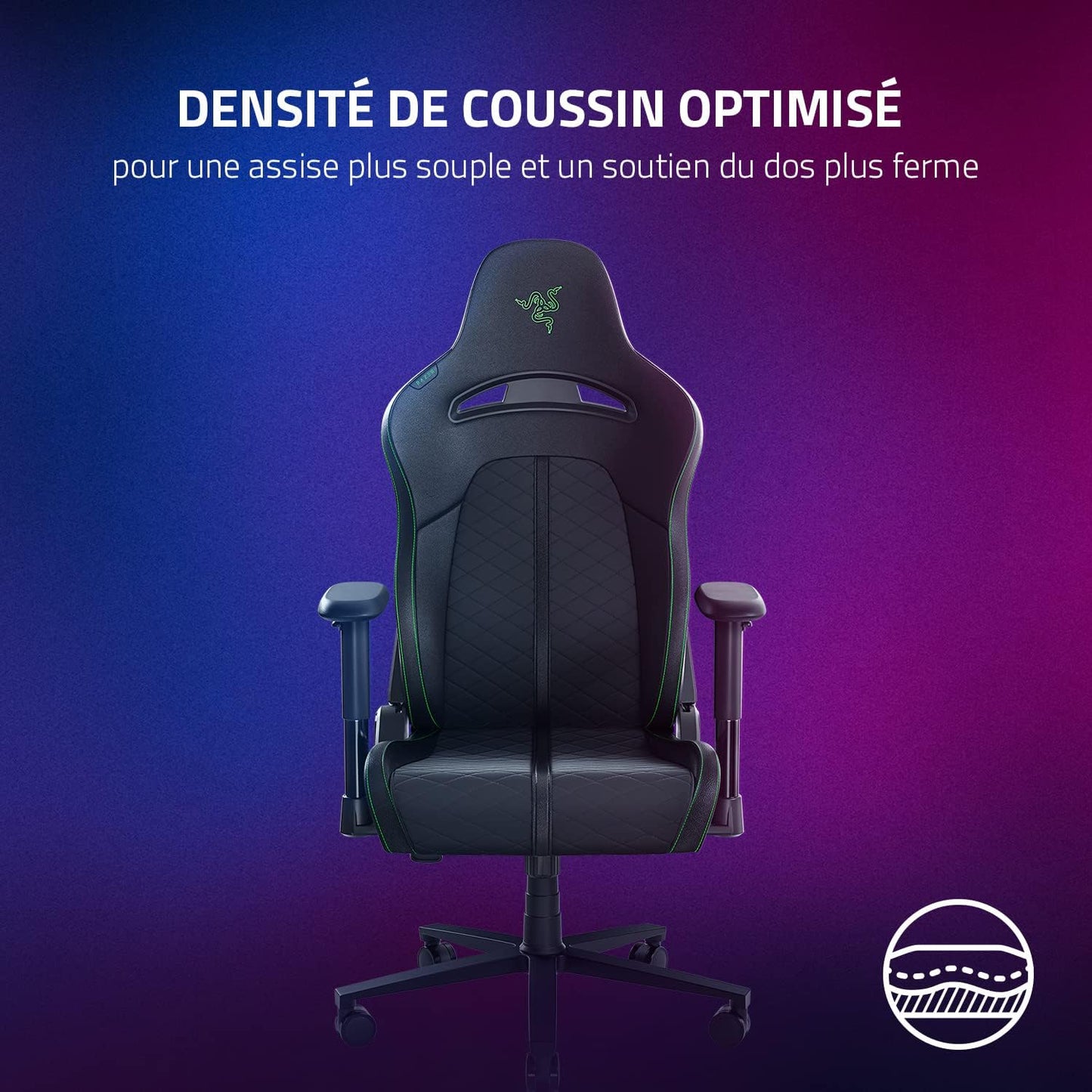Razer Iskur – Chaise Gaming Premium avec Soutien Lombaire Intégré, Rembourrage en Mousse Haute Densité, Finition Cuir Synthétique Multicouche