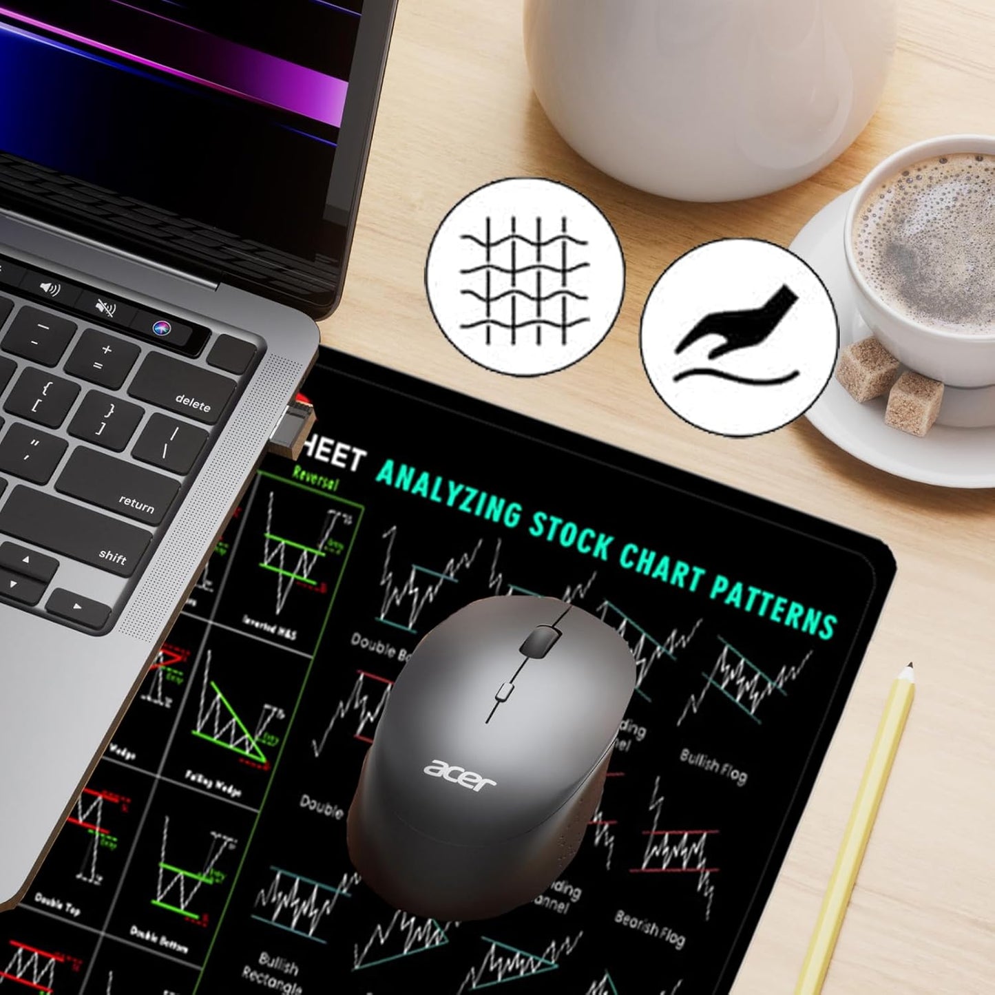 Tapis de Souris XXL YOUYIKE – Antidérapant et Imperméable – Design Trading & Crypto – 80×30 cm – Idéal Gamer, Bureau, Investisseur