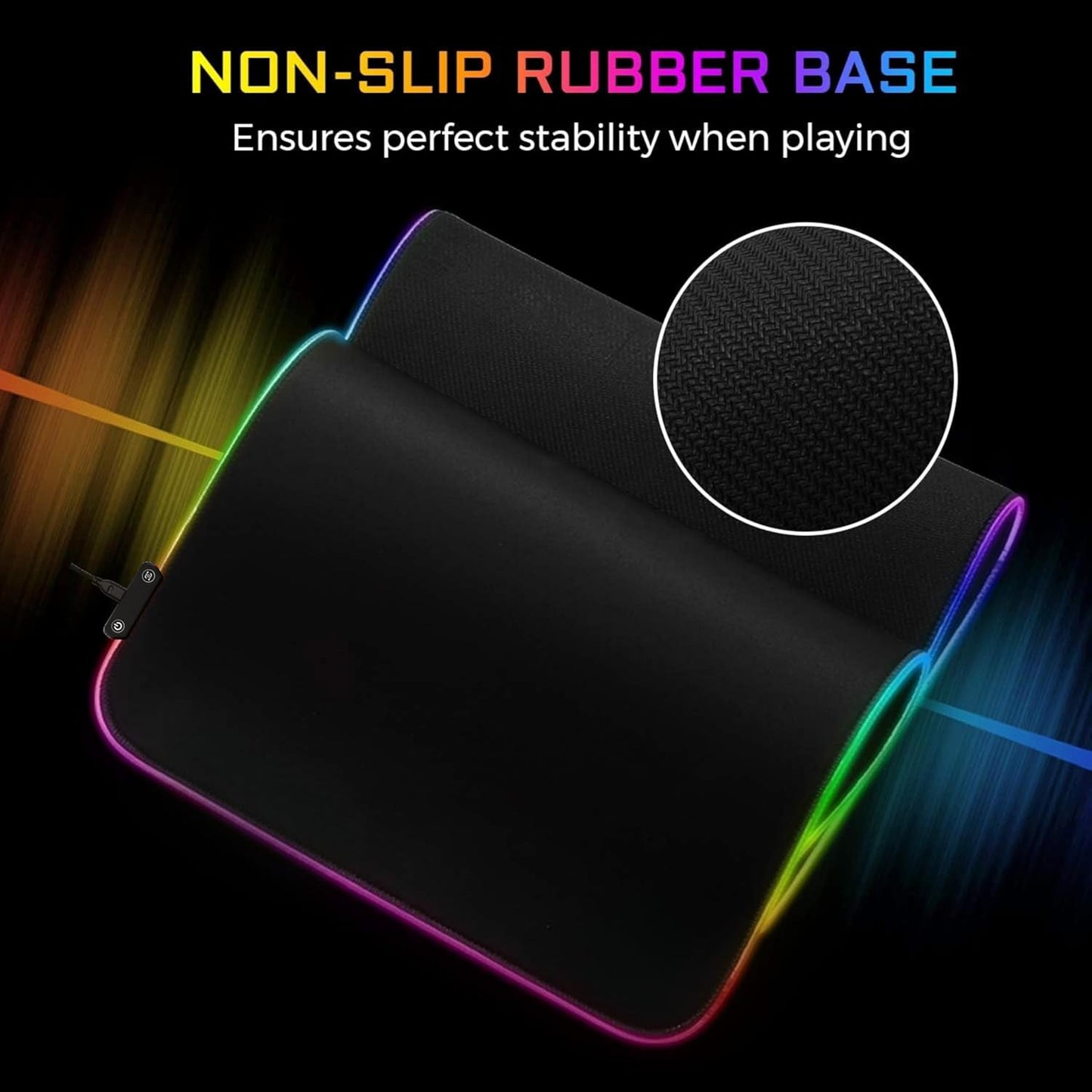 Tapis de Souris Gaming G-Lab Rubidium – XL 450×400 mm, Surface Antidérapante, Rétroéclairage RGB, Résistant à l’Eau – Compatible Souris Optique/Laser