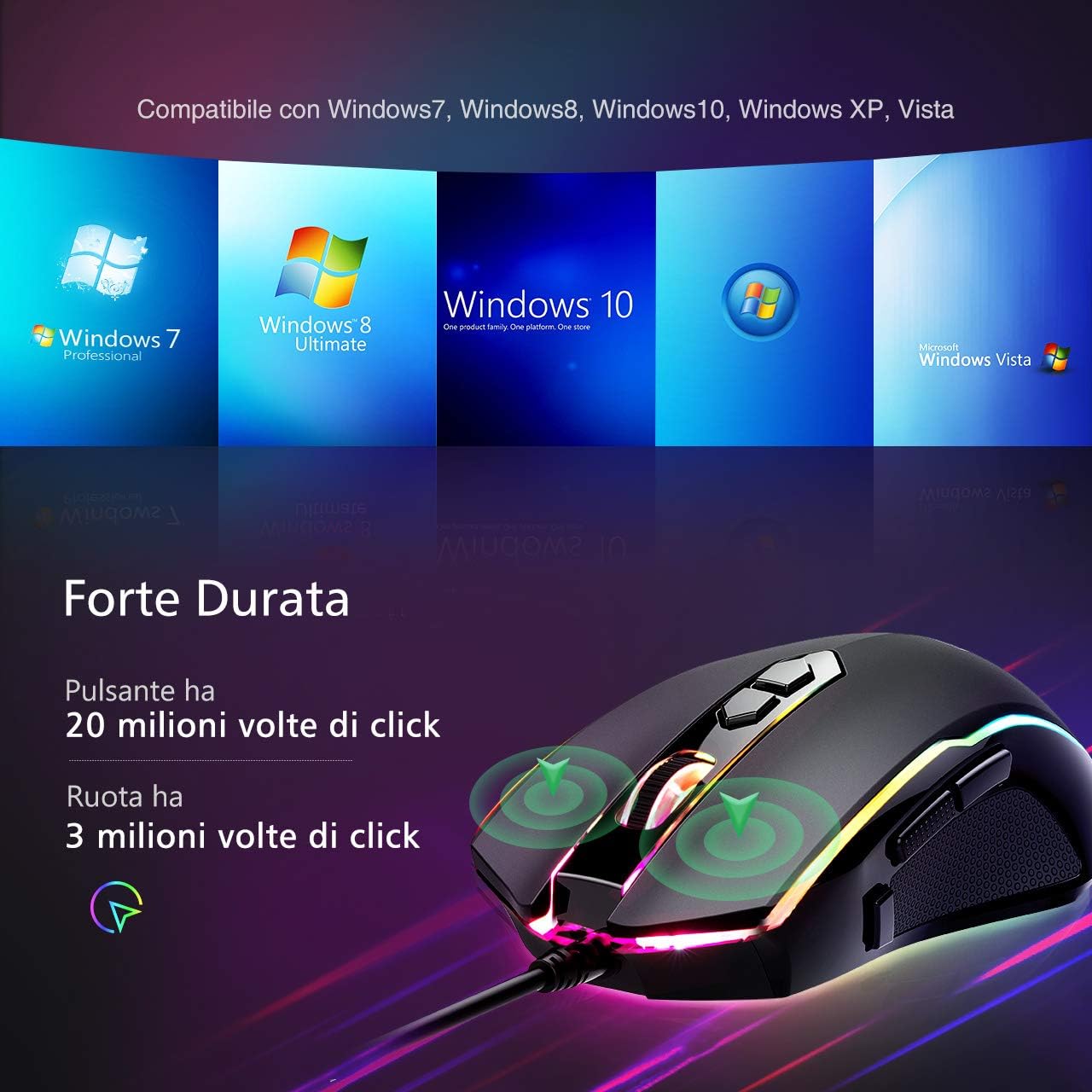 Souris Gaming Filaire RGB – Haute Précision 12400 DPI – 7 Boutons Programmables – Poids Ajustable – Ergonomique et Compatible Windows/Mac