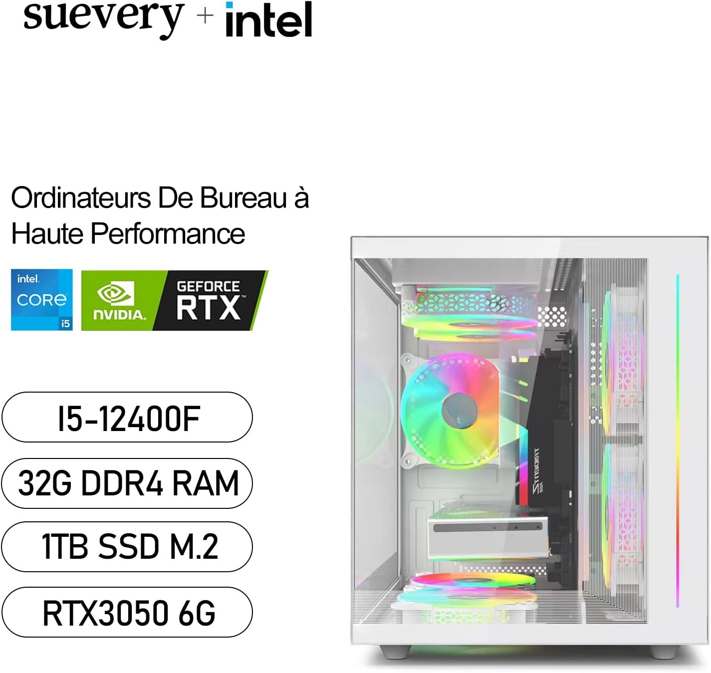 PC Gamer SUEVERY – Intel Core i7, 16 Threads, 32 Go RAM, SSD 1 To, GTX 1060, Windows 11 – Tour Gaming Multitâche Haute Performance