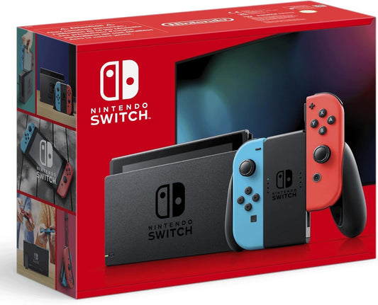 Nintendo Switch – Console Hybride avec Joy-Con Rouge Néon & Bleu – Modèle 2023 – Écran 6,2” HD – Station d’accueil incluse