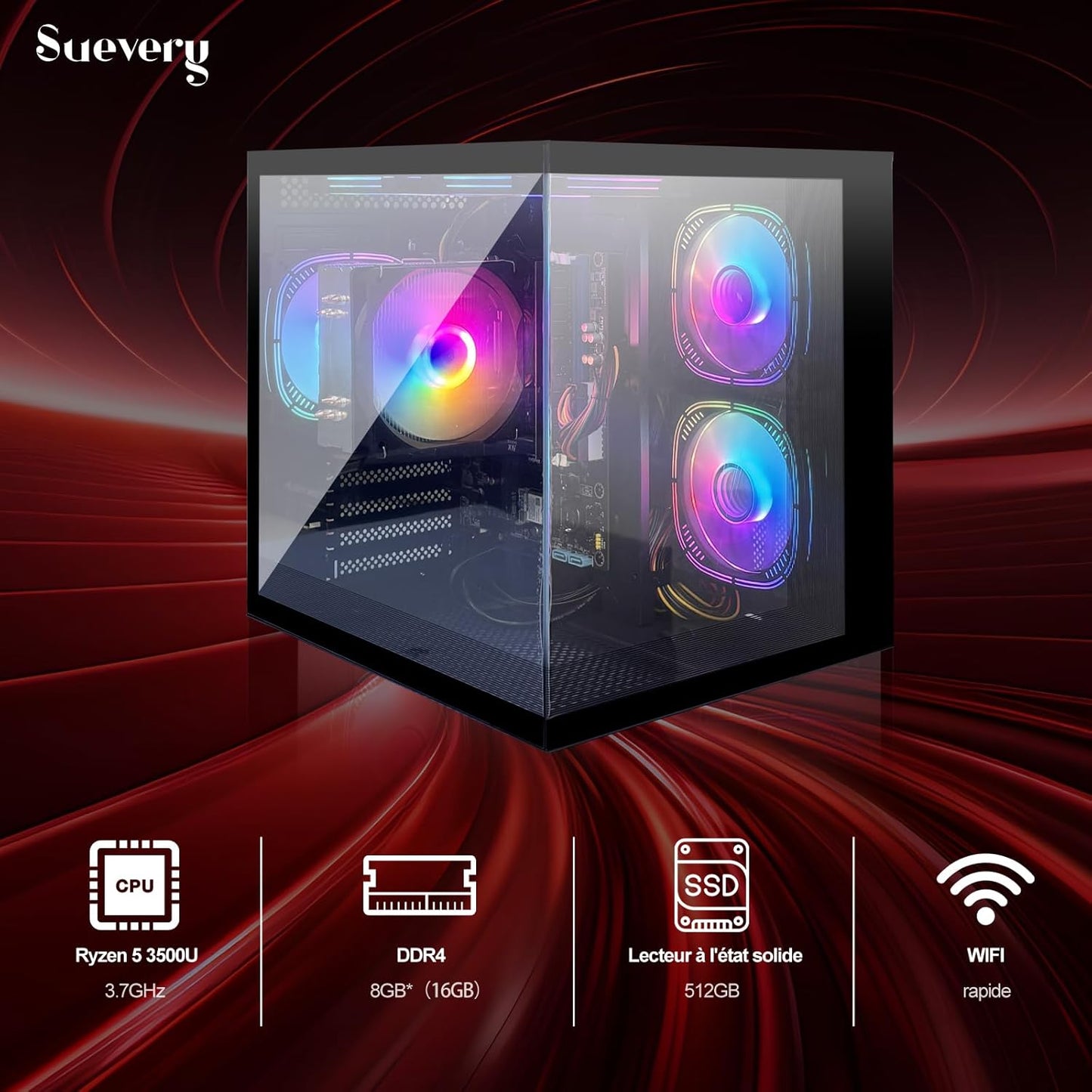 PC Gamer SUEVERY – Intel Core i7, 16 Threads, 32 Go RAM, SSD 1 To, GTX 1060, Windows 11 – Tour Gaming Multitâche Haute Performance
