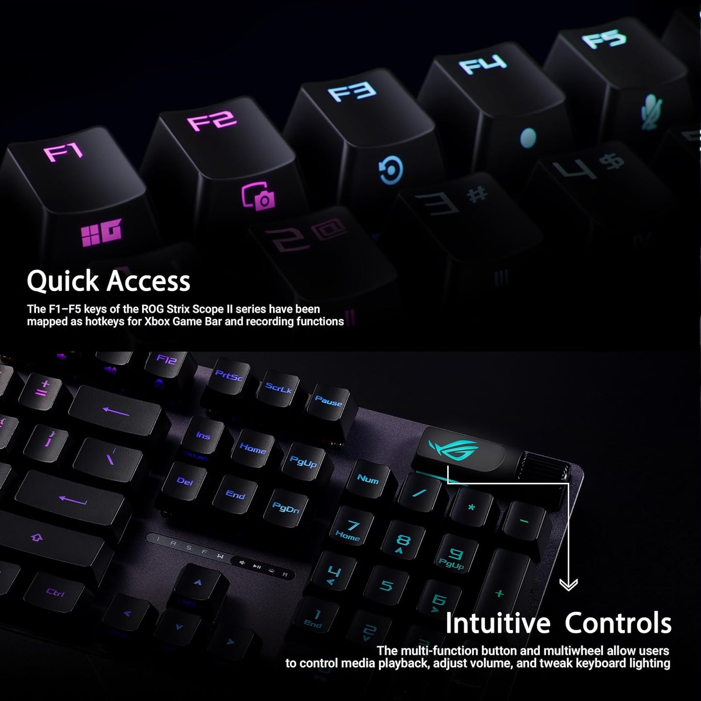 Clavier Gaming ASUS ROG Strix Scope II 96 Wireless – Mécanique, Azerty, Switchs ROG NX, RGB, Tri-mode (2.4 GHz, Bluetooth, USB), Repose-Poignets Inclus