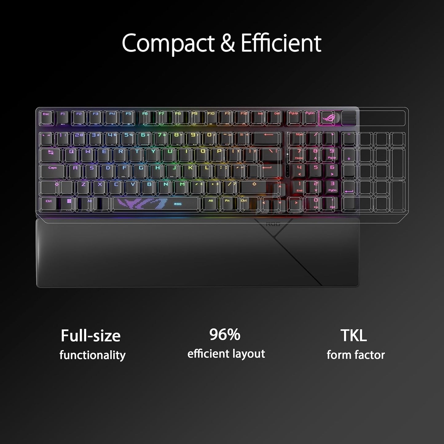Clavier Gaming ASUS ROG Strix Scope II 96 Wireless – Mécanique, Azerty, Switchs ROG NX, RGB, Tri-mode (2.4 GHz, Bluetooth, USB), Repose-Poignets Inclus