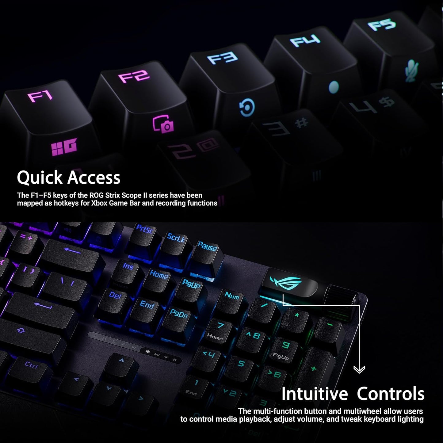 Clavier Gaming ASUS ROG Strix Scope II 96 Wireless – Mécanique, Azerty, Switchs ROG NX, RGB, Tri-mode (2.4 GHz, Bluetooth, USB), Repose-Poignets Inclus