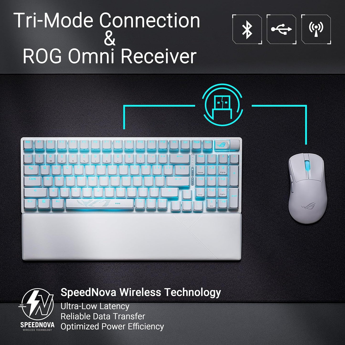 Clavier Gaming ASUS ROG Strix Scope II 96 Wireless – Mécanique, Azerty, Switchs ROG NX, RGB, Tri-mode (2.4 GHz, Bluetooth, USB), Repose-Poignets Inclus