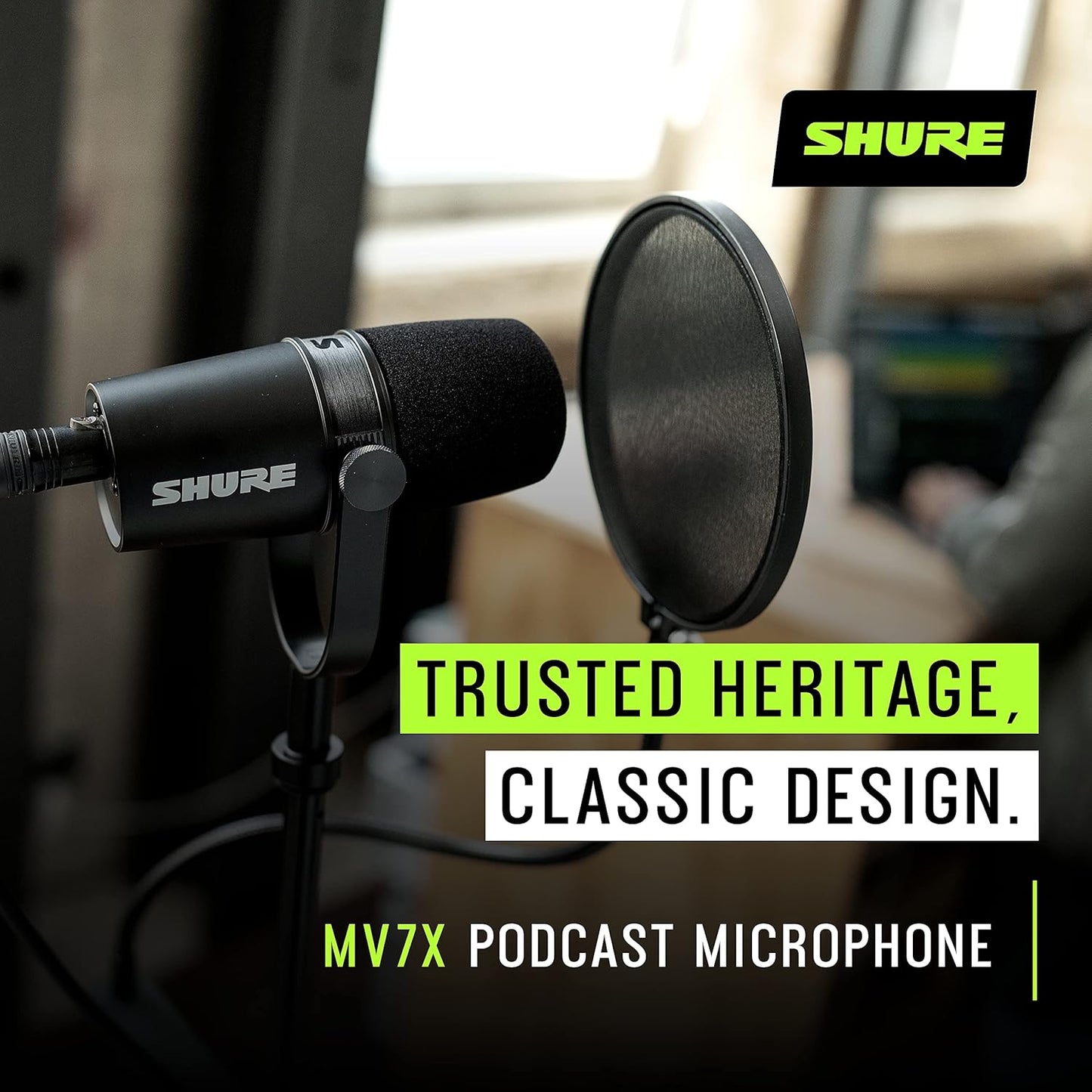 Microphone SHURE MV7 – USB & XLR, Micro Dynamique pour Podcasting, Streaming & Enregistrement – Technologie Voice Isolation & Contrôle Tactile