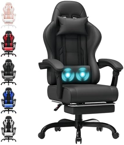 Fauteuil Gaming Massant TRIUMPHKEY – Ergonomique avec Appui-tête, Repose-pieds et Coussin Lombaire – Inclinaison 135° – Design Racing