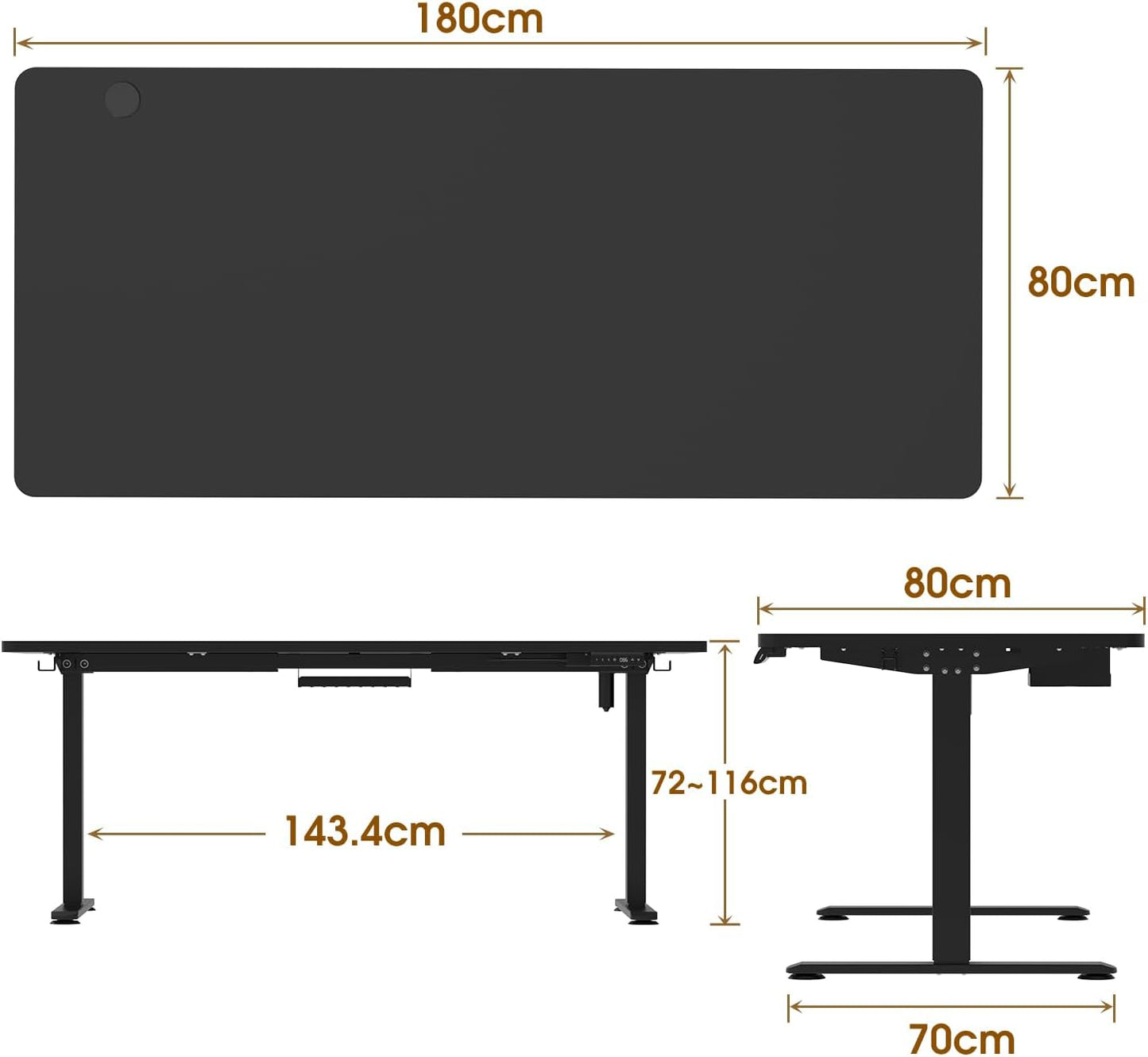 Bureau Gaming Électrique Homall – Réglable en Hauteur avec Moteur Silencieux – Fonction Anti-Collision – Surface 120 x 60 cm – Design Ergonomique RGB