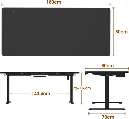 Bureau Gaming Électrique Homall – Réglable en Hauteur avec Moteur Silencieux – Fonction Anti-Collision – Surface 120 x 60 cm – Design Ergonomique RGB