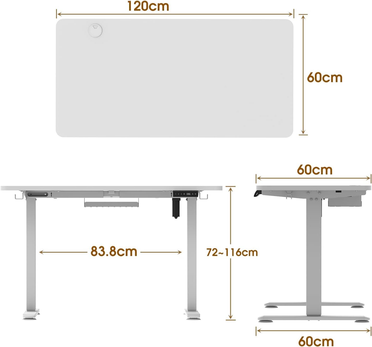 Bureau Gaming Électrique Homall – Réglable en Hauteur avec Moteur Silencieux – Fonction Anti-Collision – Surface 120 x 60 cm – Design Ergonomique RGB