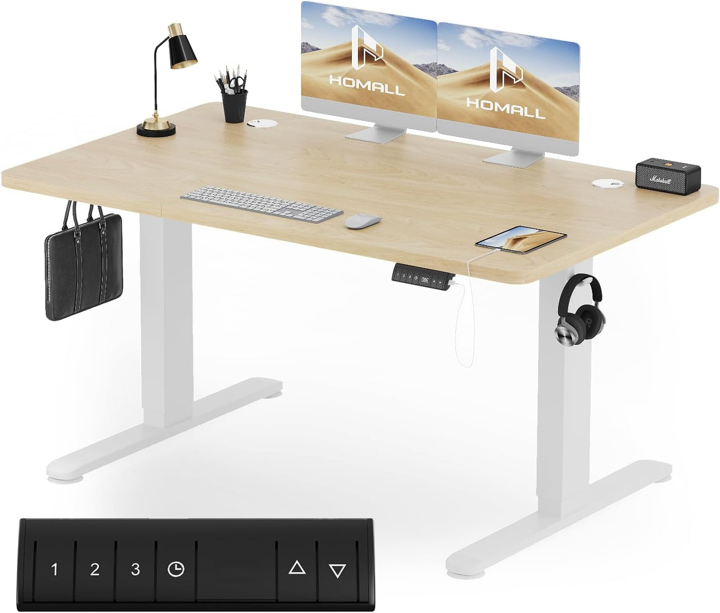 Bureau Gaming Électrique Homall – Réglable en Hauteur avec Moteur Silencieux – Fonction Anti-Collision – Surface 120 x 60 cm – Design Ergonomique RGB