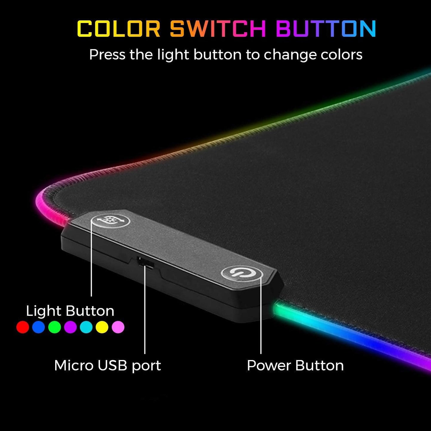 Tapis de Souris Gaming G-Lab Rubidium – XL 450×400 mm, Surface Antidérapante, Rétroéclairage RGB, Résistant à l’Eau – Compatible Souris Optique/Laser