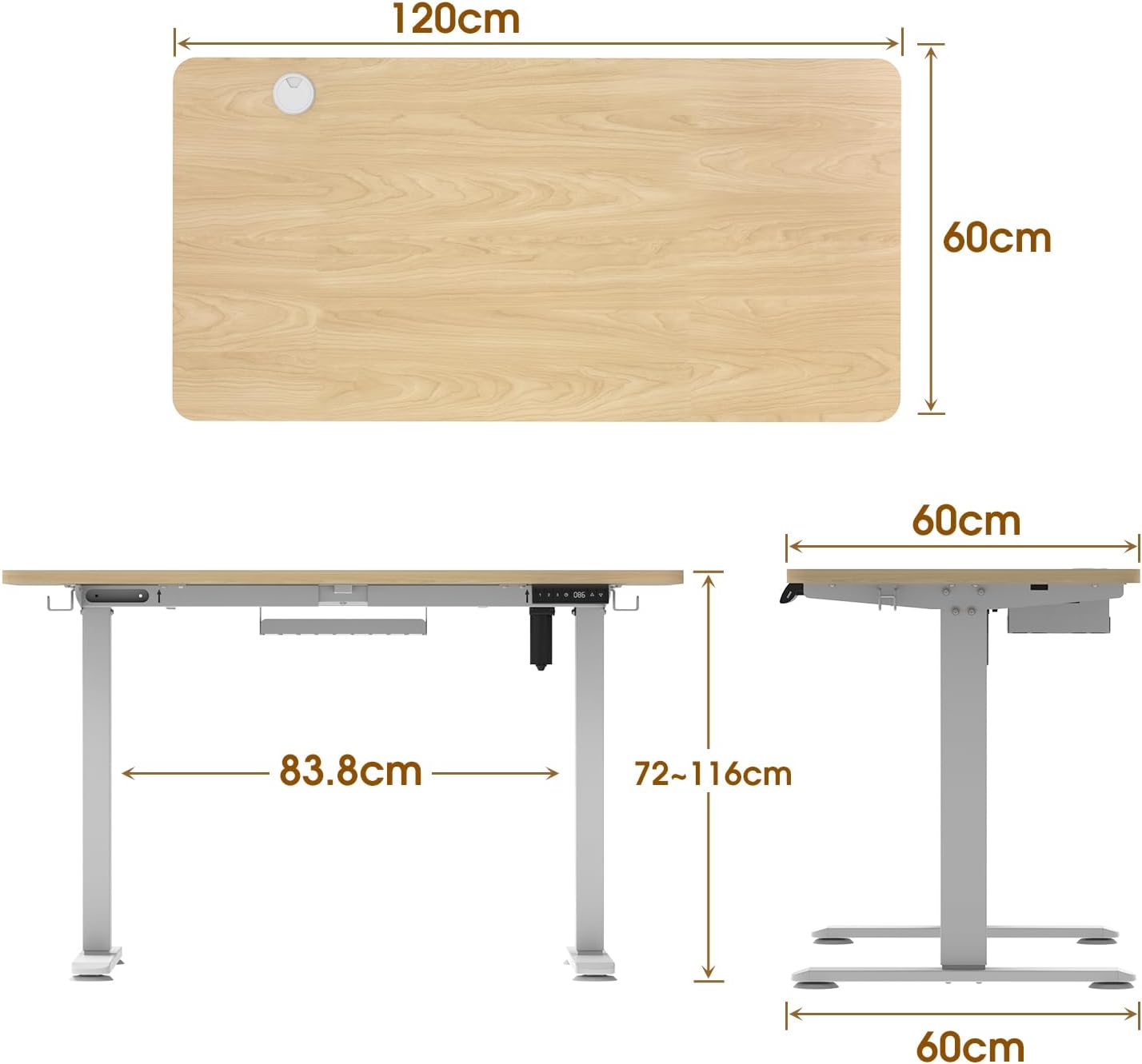 Bureau Gaming Électrique Homall – Réglable en Hauteur avec Moteur Silencieux – Fonction Anti-Collision – Surface 120 x 60 cm – Design Ergonomique RGB