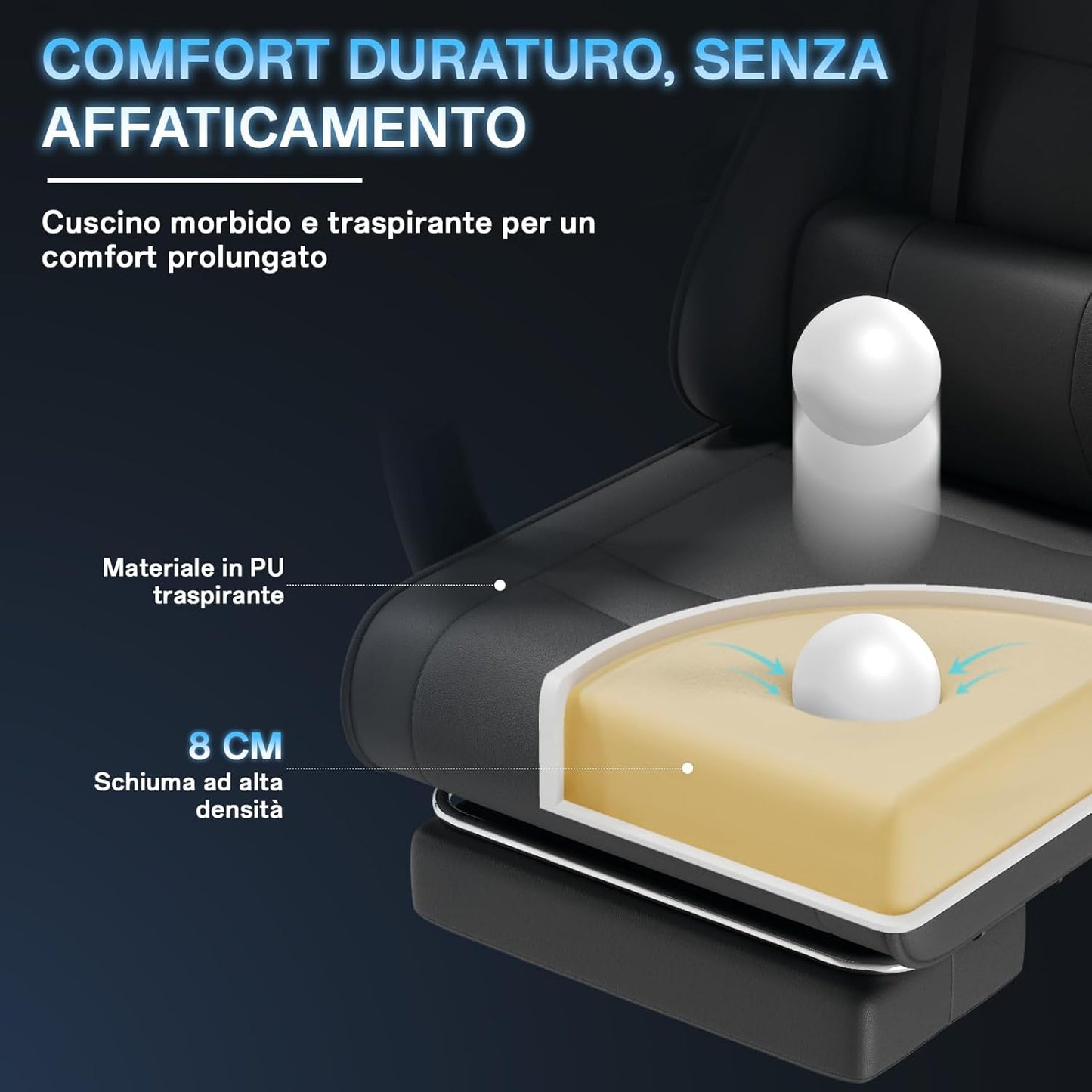 Fauteuil Gaming Massant TRIUMPHKEY – Ergonomique avec Appui-tête, Repose-pieds et Coussin Lombaire – Inclinaison 135° – Design Racing