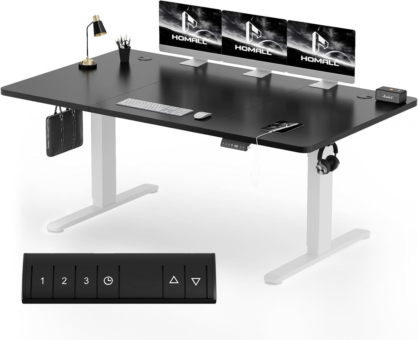 Bureau Gaming Électrique Homall – Réglable en Hauteur avec Moteur Silencieux – Fonction Anti-Collision – Surface 120 x 60 cm – Design Ergonomique RGB