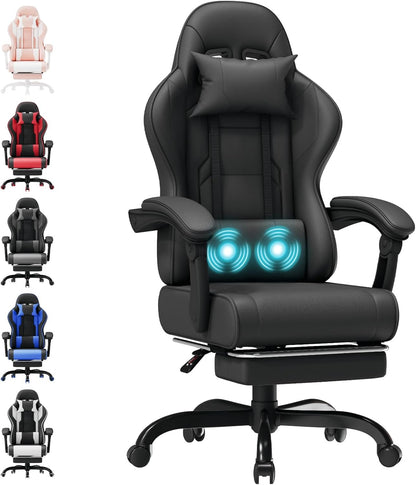 Fauteuil Gaming Massant TRIUMPHKEY – Ergonomique avec Appui-tête, Repose-pieds et Coussin Lombaire – Inclinaison 135° – Design Racing
