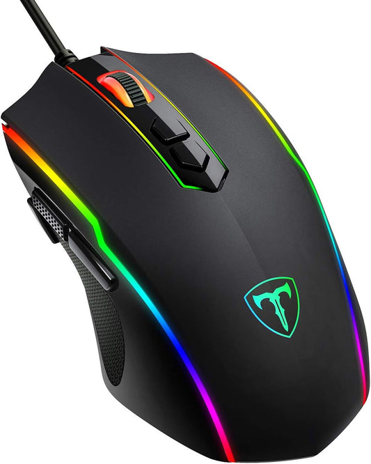Souris Gaming Filaire RGB – Haute Précision 12400 DPI – 7 Boutons Programmables – Poids Ajustable – Ergonomique et Compatible Windows/Mac