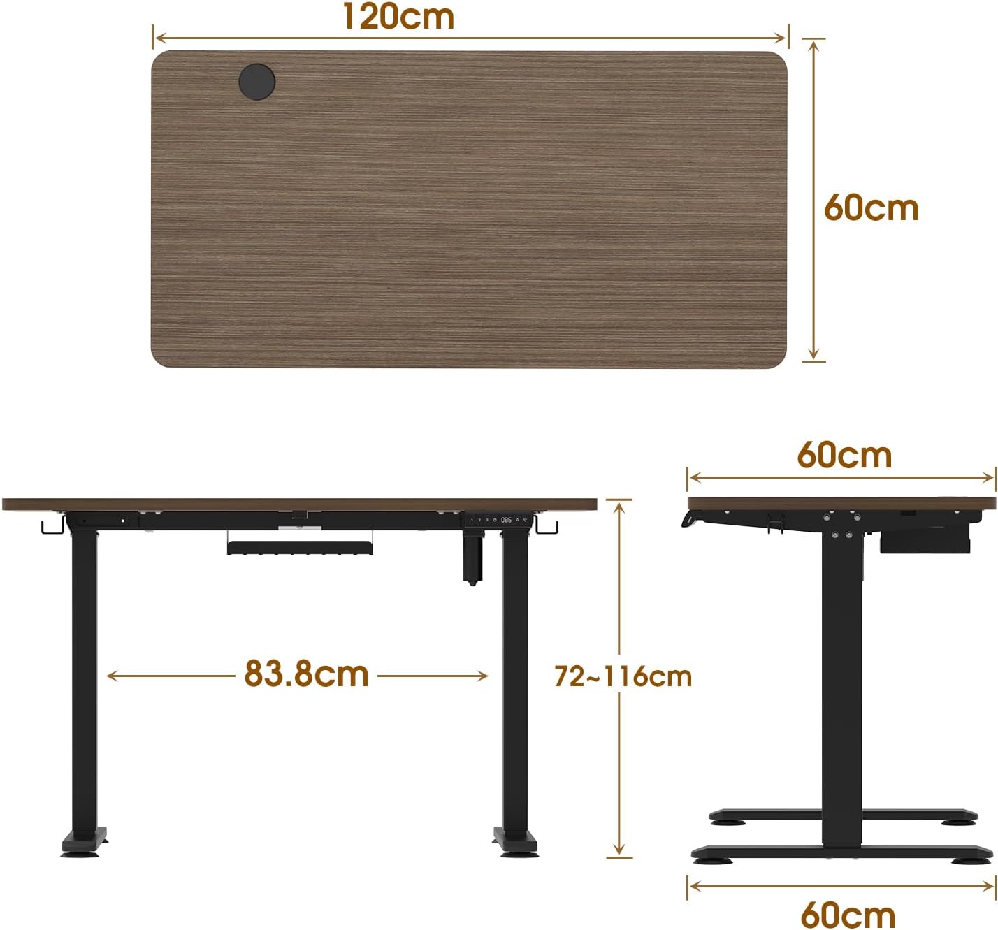 Bureau Gaming Électrique Homall – Réglable en Hauteur avec Moteur Silencieux – Fonction Anti-Collision – Surface 120 x 60 cm – Design Ergonomique RGB