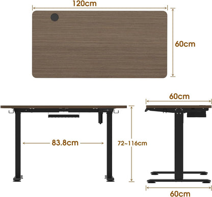 Bureau Gaming Électrique Homall – Réglable en Hauteur avec Moteur Silencieux – Fonction Anti-Collision – Surface 120 x 60 cm – Design Ergonomique RGB