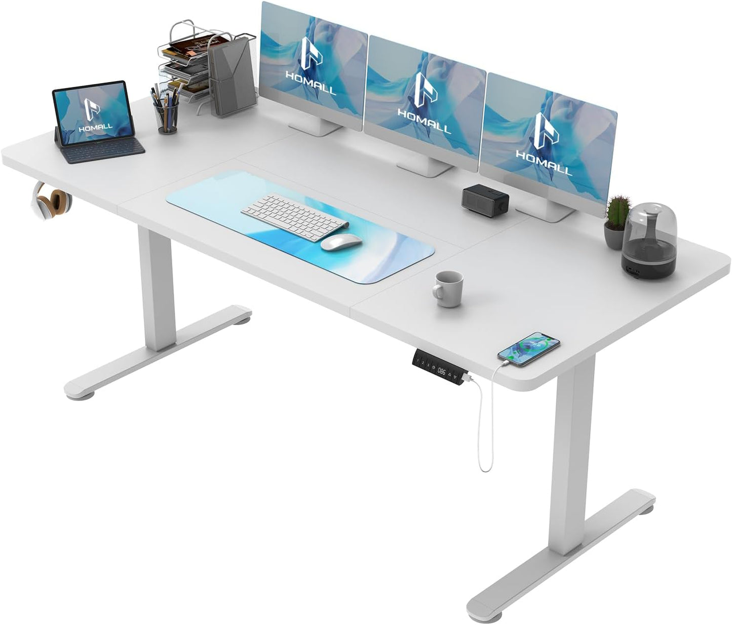 Bureau Gaming Électrique Homall – Réglable en Hauteur avec Moteur Silencieux – Fonction Anti-Collision – Surface 120 x 60 cm – Design Ergonomique RGB