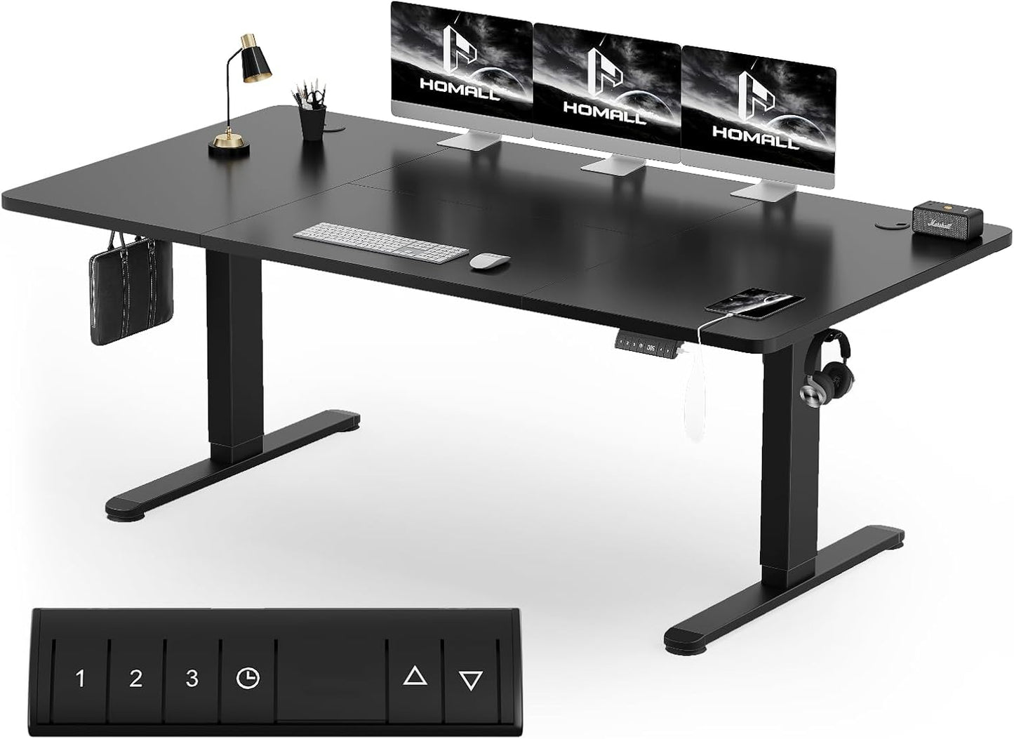 Bureau Gaming Électrique Homall – Réglable en Hauteur avec Moteur Silencieux – Fonction Anti-Collision – Surface 120 x 60 cm – Design Ergonomique RGB