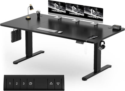 Bureau Gaming Électrique Homall – Réglable en Hauteur avec Moteur Silencieux – Fonction Anti-Collision – Surface 120 x 60 cm – Design Ergonomique RGB