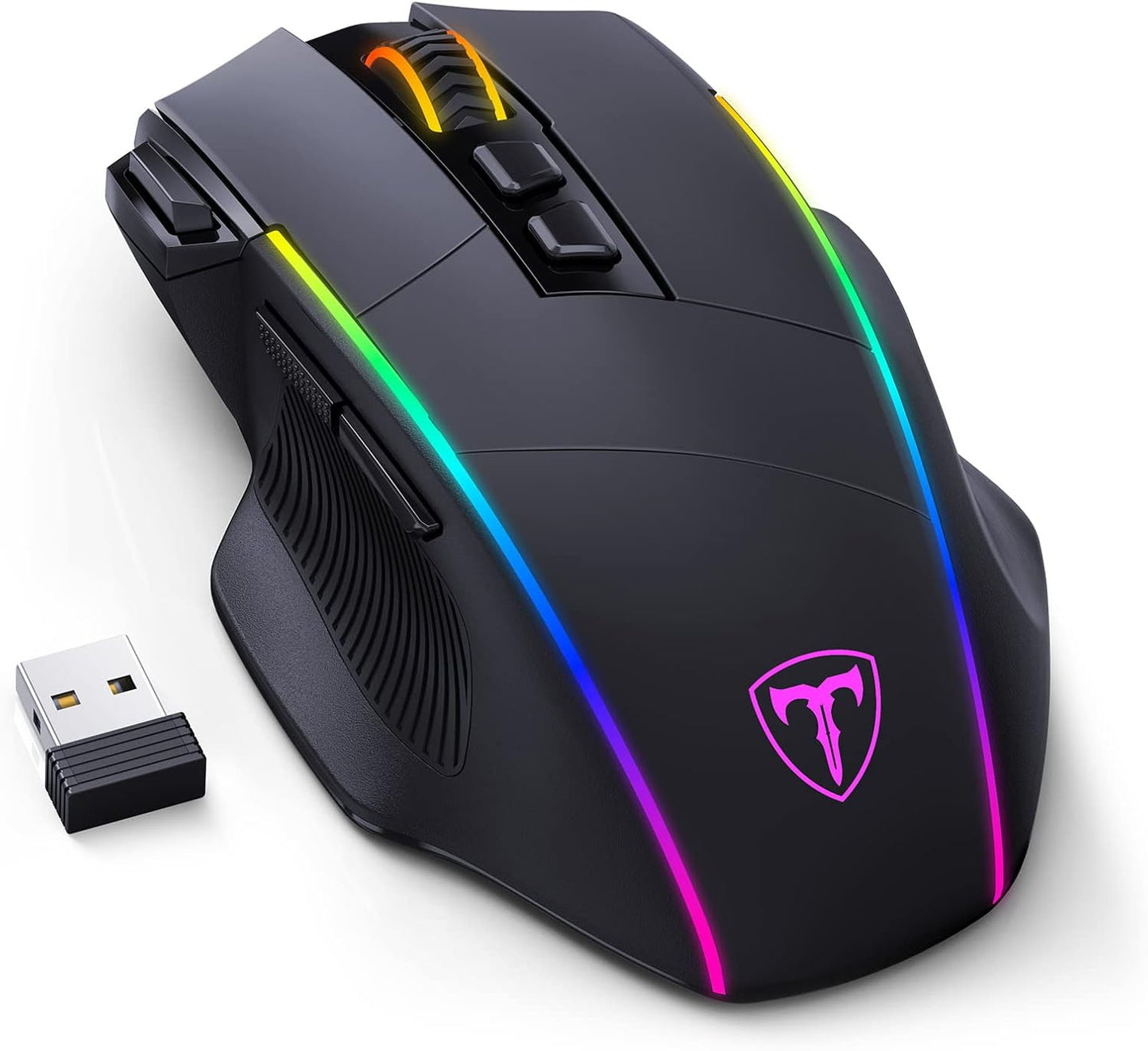 Souris Gaming RisoPhy Sans Fil – Bluetooth & 2.4 GHz – Rechargeable, 9 Boutons Programmables, RGB, Ergonomique, 10000 DPI