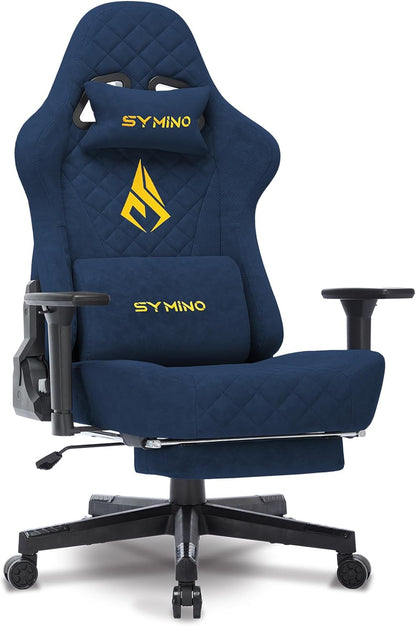 Chaise Gaming Symino – Ergonomique avec Repose-Pieds, Dossier Inclinable, Accoudoirs Ajustables, Cuir PU, Coussin Lombaire & Têtière