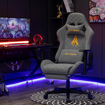 Chaise Gaming Symino – Ergonomique avec Repose-Pieds, Dossier Inclinable, Accoudoirs Ajustables, Cuir PU, Coussin Lombaire & Têtière