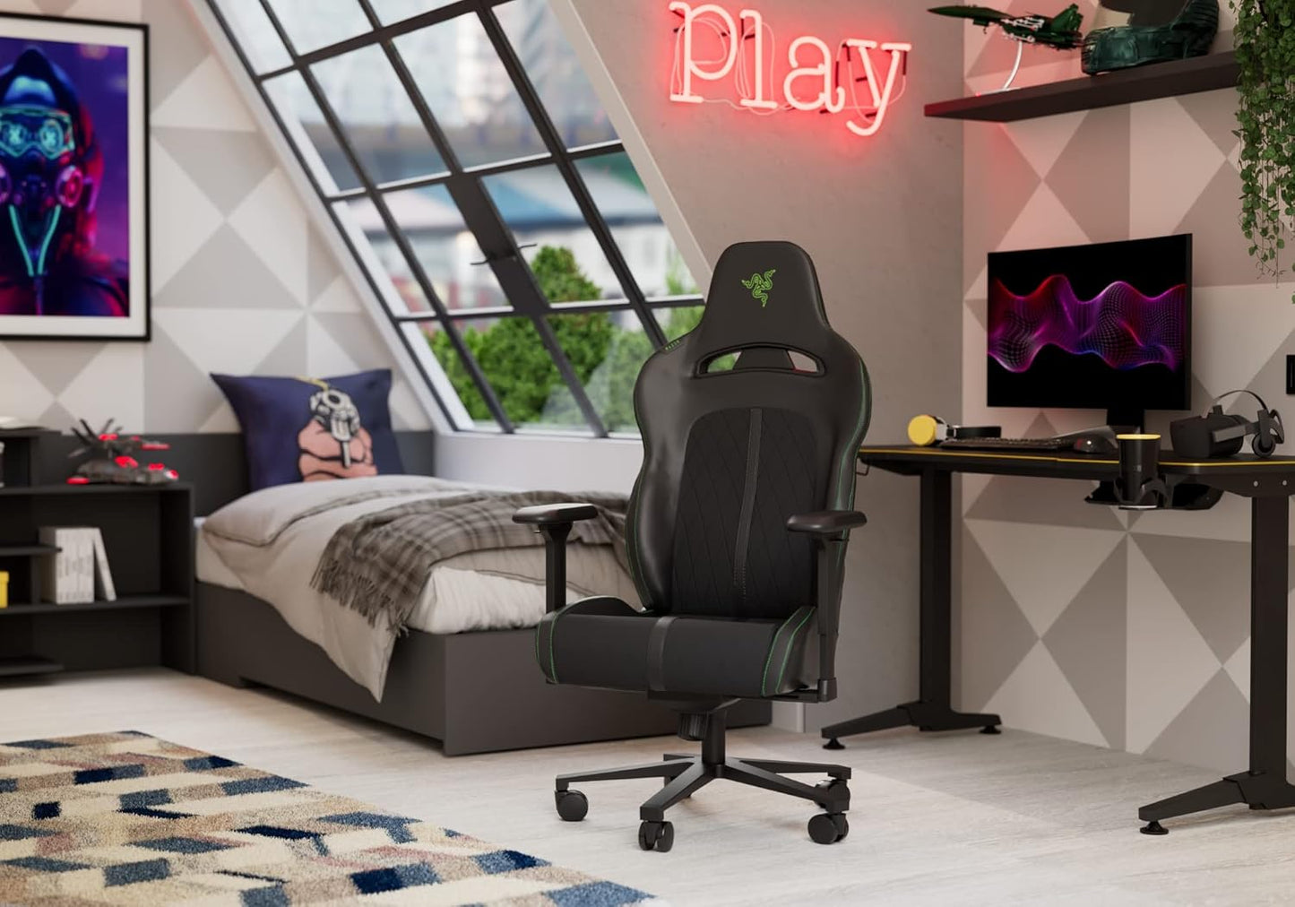 Razer Iskur – Chaise Gaming Premium avec Soutien Lombaire Intégré, Rembourrage en Mousse Haute Densité, Finition Cuir Synthétique Multicouche