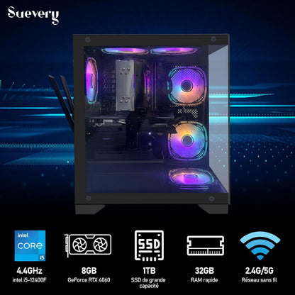 PC Gamer SUEVERY – Intel Core i7, 16 Threads, 32 Go RAM, SSD 1 To, GTX 1060, Windows 11 – Tour Gaming Multitâche Haute Performance