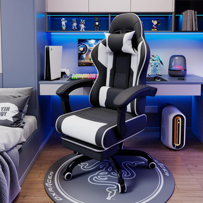 Fauteuil Gaming Massant TRIUMPHKEY – Ergonomique avec Appui-tête, Repose-pieds et Coussin Lombaire – Inclinaison 135° – Design Racing