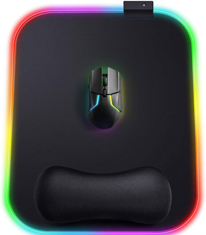 Tapis de Souris RGB XXL GIMARS – avec Chargeur Sans Fil 15W – 10 Modes d'Éclairage, Surface Imperméable et Base Antidérapante – 80×30 cm