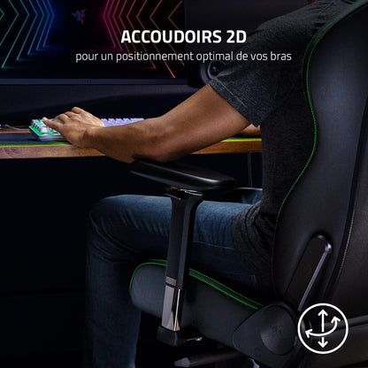 Razer Iskur – Chaise Gaming Premium avec Soutien Lombaire Intégré, Rembourrage en Mousse Haute Densité, Finition Cuir Synthétique Multicouche