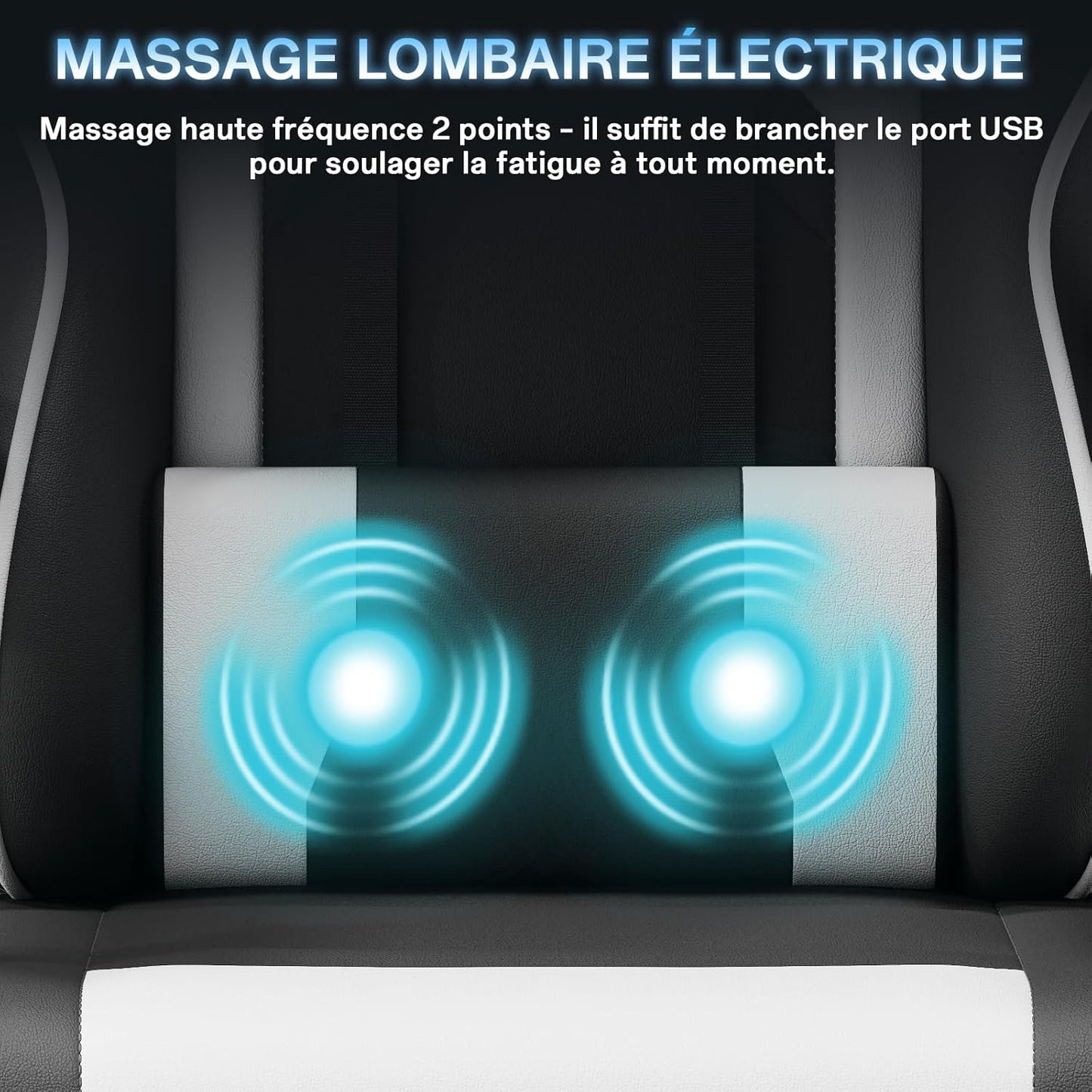 Fauteuil Gaming Massant TRIUMPHKEY – Ergonomique avec Appui-tête, Repose-pieds et Coussin Lombaire – Inclinaison 135° – Design Racing