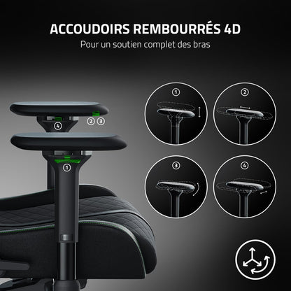 Razer Iskur – Chaise Gaming Premium avec Soutien Lombaire Intégré, Rembourrage en Mousse Haute Densité, Finition Cuir Synthétique Multicouche