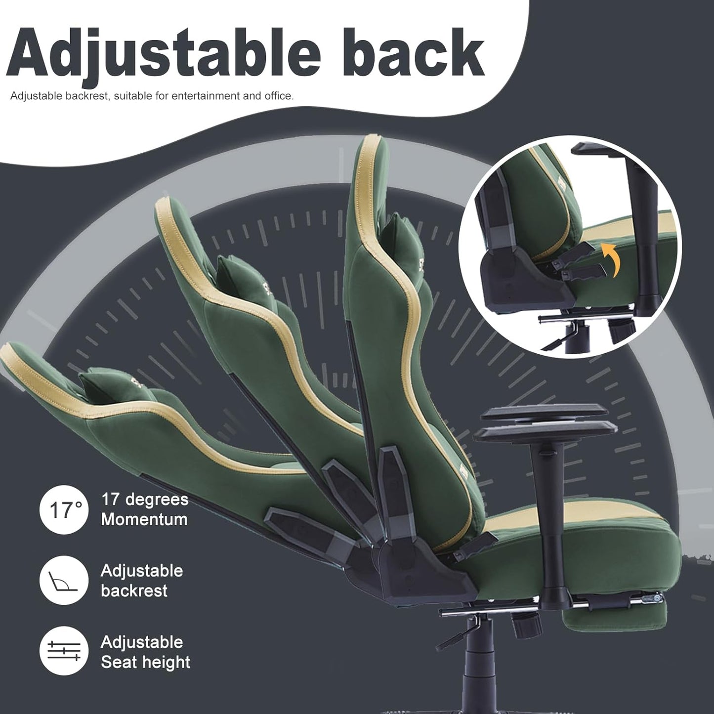 Chaise Gaming Symino – Ergonomique avec Repose-Pieds, Dossier Inclinable, Accoudoirs Ajustables, Cuir PU, Coussin Lombaire & Têtière