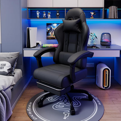 Fauteuil Gaming Massant TRIUMPHKEY – Ergonomique avec Appui-tête, Repose-pieds et Coussin Lombaire – Inclinaison 135° – Design Racing
