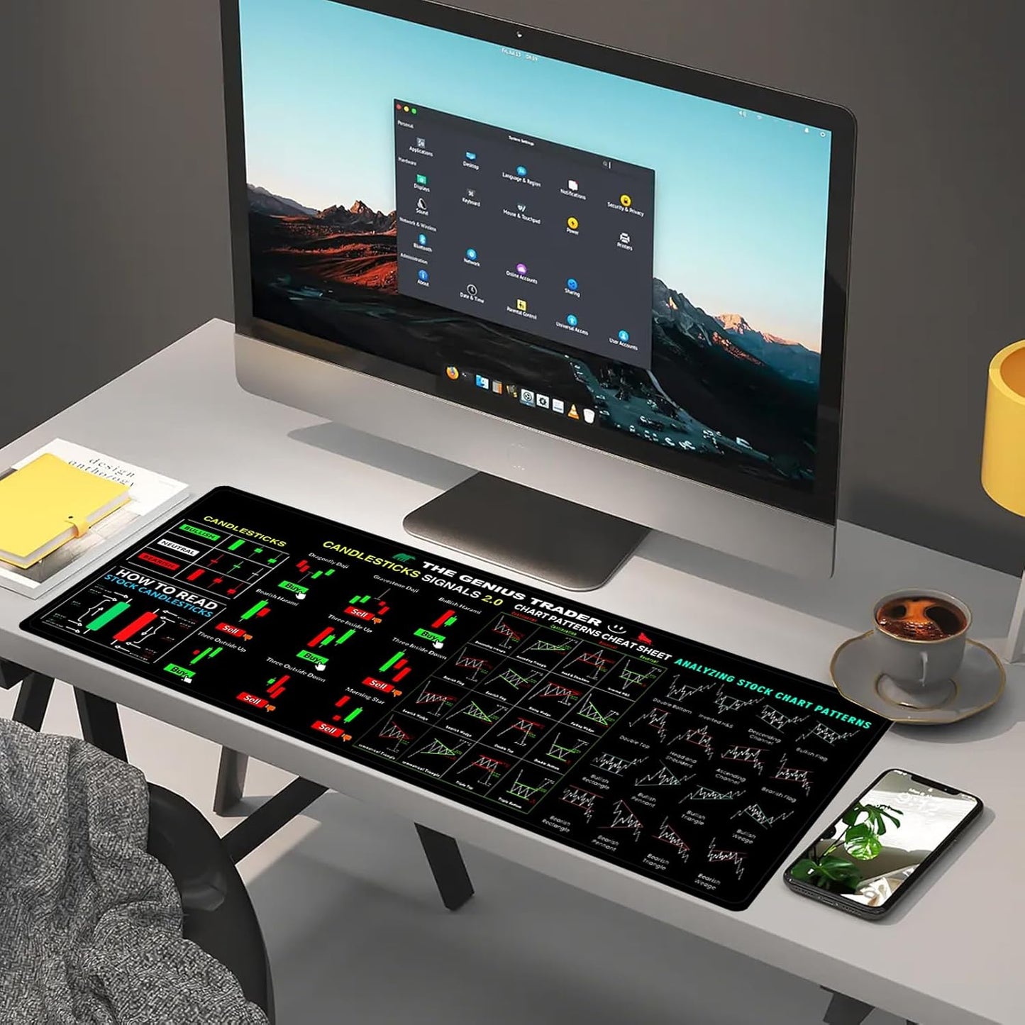 Tapis de Souris XXL YOUYIKE – Antidérapant et Imperméable – Design Trading & Crypto – 80×30 cm – Idéal Gamer, Bureau, Investisseur