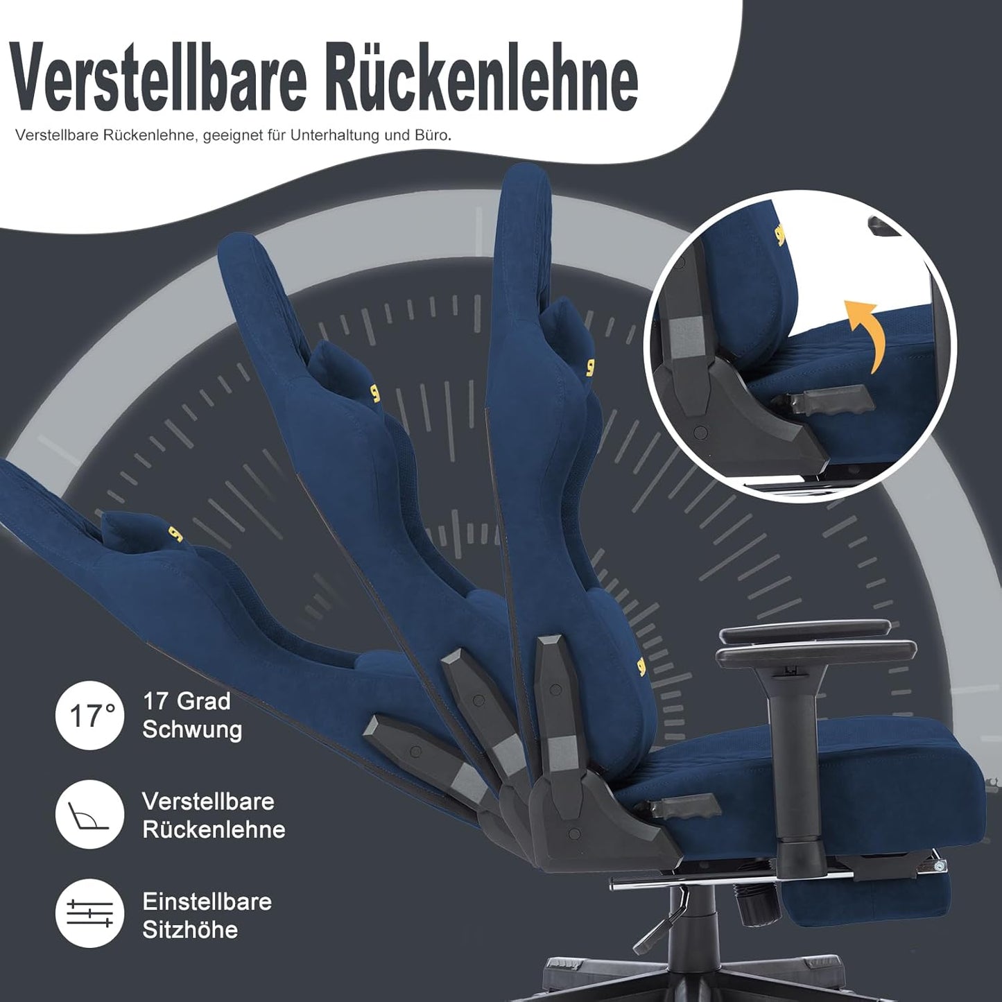 Chaise Gaming Symino – Ergonomique avec Repose-Pieds, Dossier Inclinable, Accoudoirs Ajustables, Cuir PU, Coussin Lombaire & Têtière