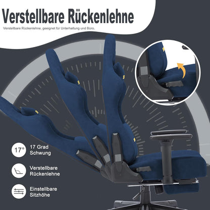 Chaise Gaming Symino – Ergonomique avec Repose-Pieds, Dossier Inclinable, Accoudoirs Ajustables, Cuir PU, Coussin Lombaire & Têtière