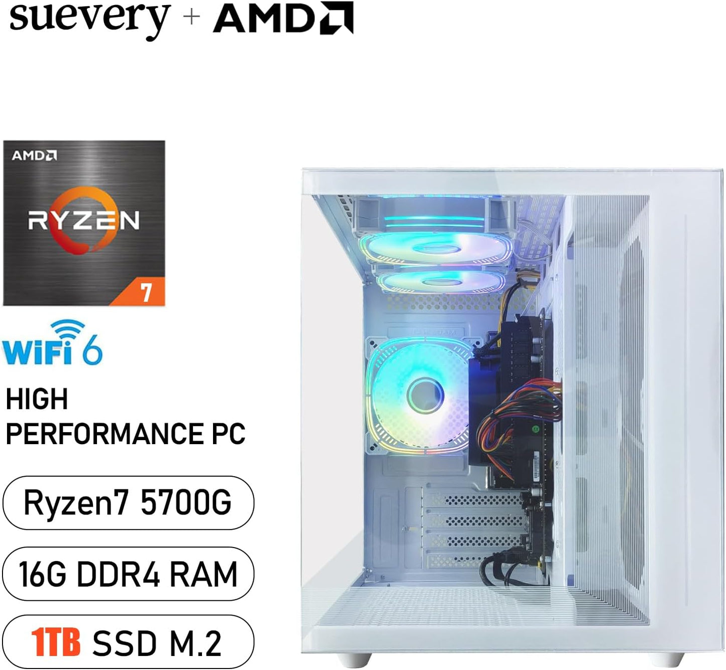 PC Gamer SUEVERY – Intel Core i7, 16 Threads, 32 Go RAM, SSD 1 To, GTX 1060, Windows 11 – Tour Gaming Multitâche Haute Performance