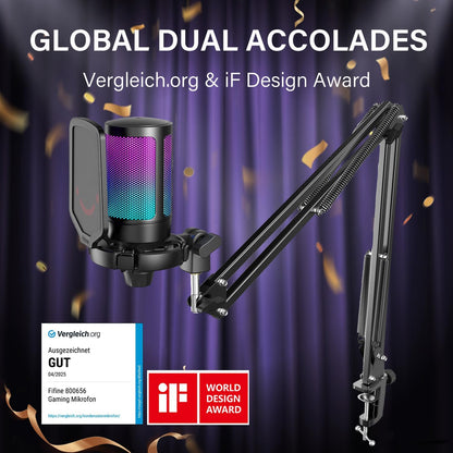 Microphone Gaming FIFINE K688 – USB & XLR, Micro à Condensateur Cardioïde avec Contrôle de Gain et Mute, Idéal Streaming, Podcast, PC/Mac