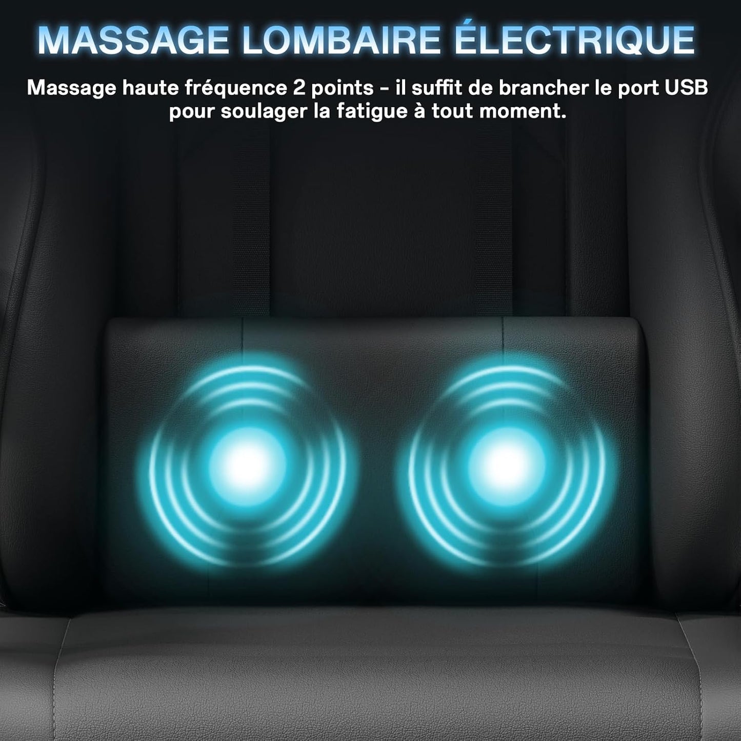 Fauteuil Gaming Massant TRIUMPHKEY – Ergonomique avec Appui-tête, Repose-pieds et Coussin Lombaire – Inclinaison 135° – Design Racing