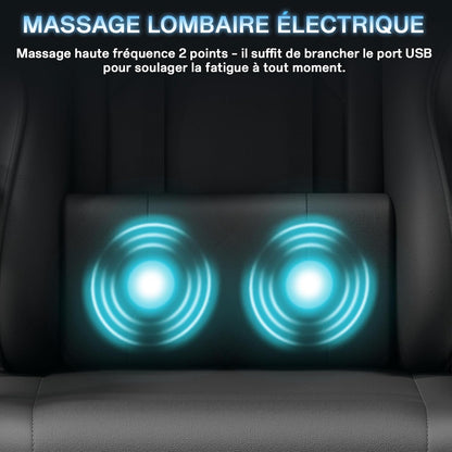 Fauteuil Gaming Massant TRIUMPHKEY – Ergonomique avec Appui-tête, Repose-pieds et Coussin Lombaire – Inclinaison 135° – Design Racing