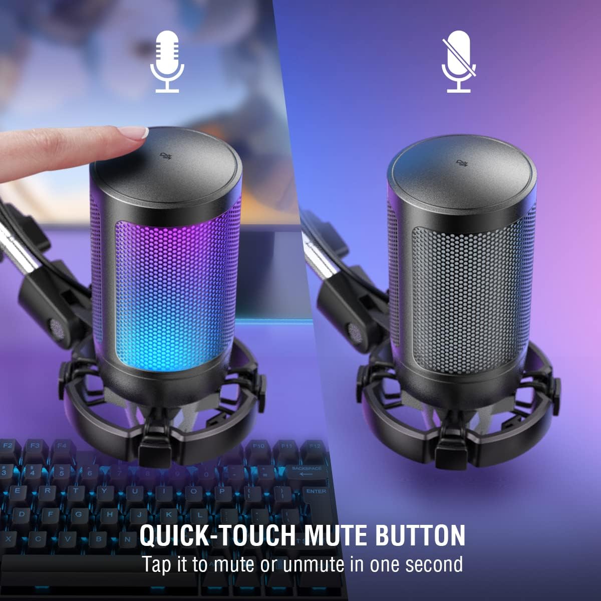 Microphone Gaming FIFINE K688 – USB & XLR, Micro à Condensateur Cardioïde avec Contrôle de Gain et Mute, Idéal Streaming, Podcast, PC/Mac